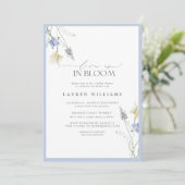Love Is In Bloom Blue Wildflower Bridal Shower 招待状 (スタンド正面)