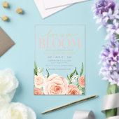 Love Is In Bloom Blush Pink Floral Bridal Shower アクリル招待状 (インサイチュ (ウェディング))