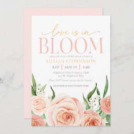 Love Is In Bloom Blush Pink Floral Bridal Shower 招待状