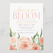 Love Is In Bloom Blush Pink Floral Bridal Shower 招待状 (正面)