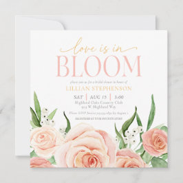 Love Is In Bloom Blush Pink Floral Bridal Shower 招待状