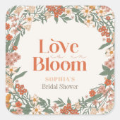 Love is in Bloom Boho Wildflower Bridal Shower スクエアシール (正面)