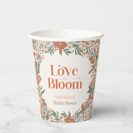 Love is in Bloom Boho Wildflower Bridal Shower 紙コップ (正面)