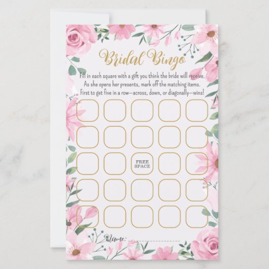 Love is in Bloom Bridal Shower Bingo Game (正面)
