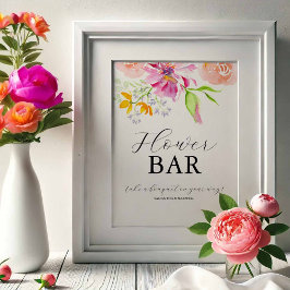 Love Is In Bloom Bridal Shower Flower Bar Sign ポスター