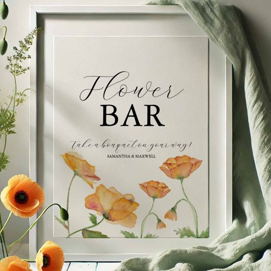 Love Is In Bloom Bridal Shower Flower Bar Sign ポスター