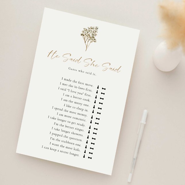 Love is in Bloom Bridal Shower He Said She Said (クリエイターアップロード済み)