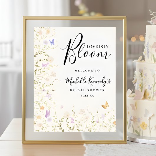 Love Is In Bloom Bridal Shower Welcome Sign  ポスター