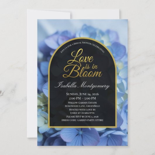 Love Is in Bloom Delicate Blue Hydrangea 招待状 (正面)
