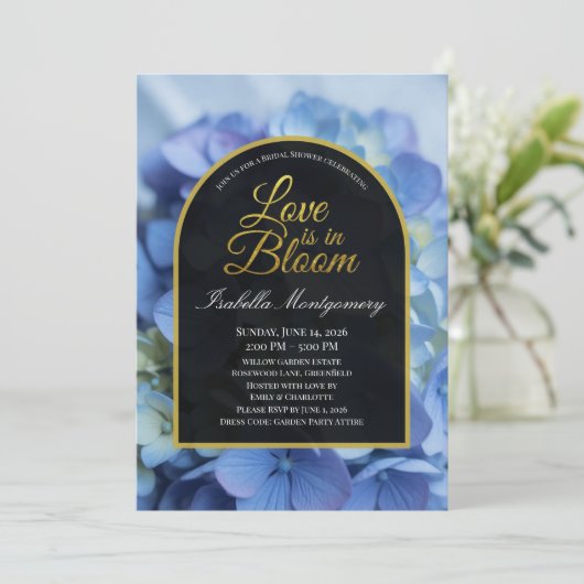 Love Is in Bloom Delicate Blue Hydrangea 招待状 (スタンド正面)