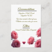 Love is in Bloom Details Pink Roses Wedding Invite エンクロージャーカード (裏面)