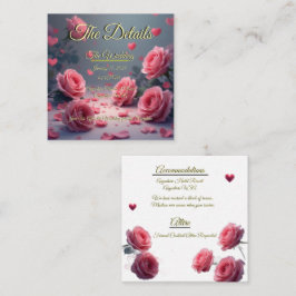 Love is in Bloom Details Pink Roses Wedding Invite エンクロージャーカード
