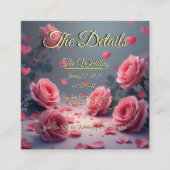 Love is in Bloom Details Pink Roses Wedding Invite エンクロージャーカード (正面)
