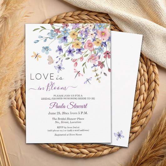Love is in Bloom Dragonflies Bridal Shower 招待状