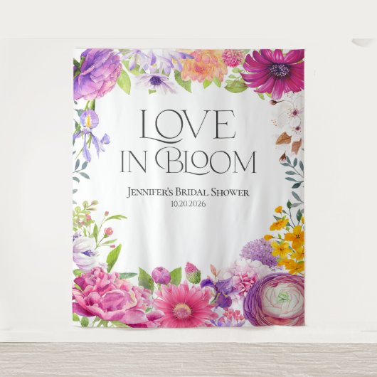 Love is in Bloom | Floral Bridal Shower Backdrops タペストリー (正面)