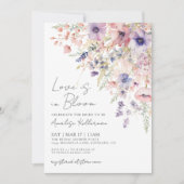Love Is In Bloom Floral Wildflower Bridal Shower 招待状 (正面)
