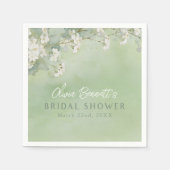 Love Is in Bloom Green Floral Bridal Shower Napkin スタンダードカクテルナプキン (正面)
