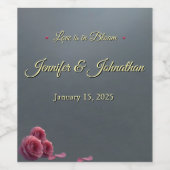 Love is in Bloom Grey Pik Roses Personalized ワインラベル (シングルラベル)
