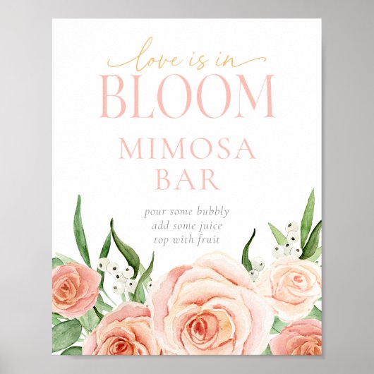 Love Is In Bloom Mimosa Bar Drink Station Sign ポスター (正面)