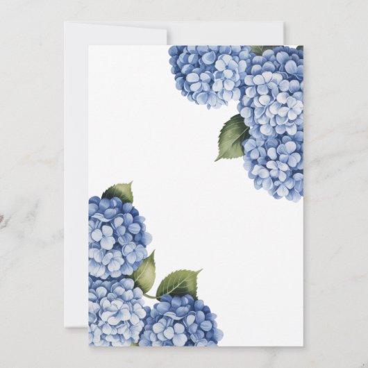 Love Is in Bloom Modern Blue Hydrangea 招待状 (裏面)