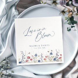 Love is in Bloom Navy Wildflower Rustic Wedding スタンダードカクテルナプキン