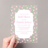 Love Is In Bloom Pink Floral Bridal Shower アクリル招待状 (インサイチュ (ポータブル))