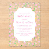 Love Is In Bloom Pink Floral Bridal Shower アクリル招待状 (正面)