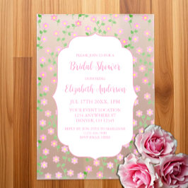 Love Is In Bloom Pink Floral Bridal Shower ベラム紙招待状