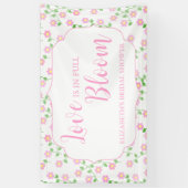 Love Is In Bloom Pink Floral Bridal Shower 横断幕 (縦)
