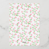 Love Is In Bloom Pink Floral Bridal Shower 箔招待状 (裏面)