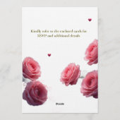 Love is in Bloom Pink Roses Romantic Wedding 招待状 (裏面)