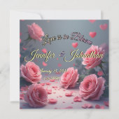 Love is in Bloom Pink Roses Save the Date Wedding (正面)