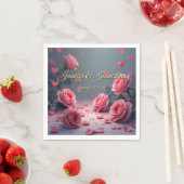 Love is in Bloom Pink Roses Wedding Customize スタンダードカクテルナプキン (インサイチュ)