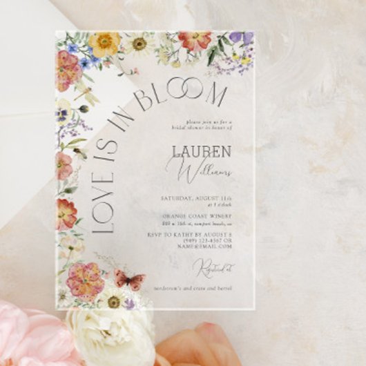 Love Is In Bloom Pressed Wildflower Bridal Shower アクリル招待状