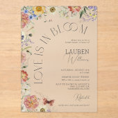 Love Is In Bloom Pressed Wildflower Bridal Shower アクリル招待状 (正面)