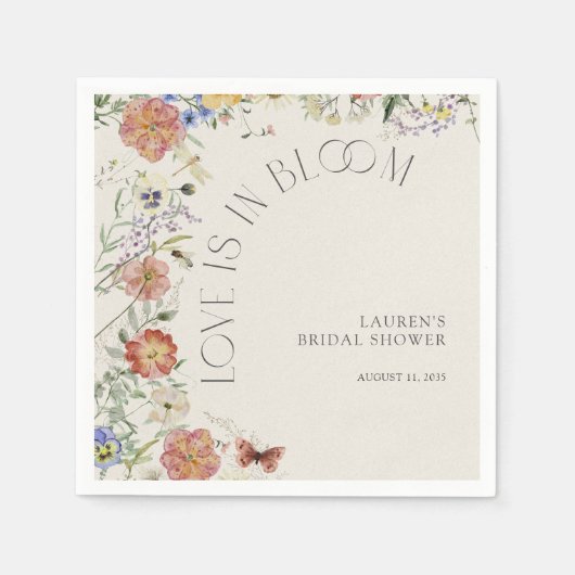 Love Is In Bloom Pressed Wildflower Bridal Shower スタンダードカクテルナプキン (正面)