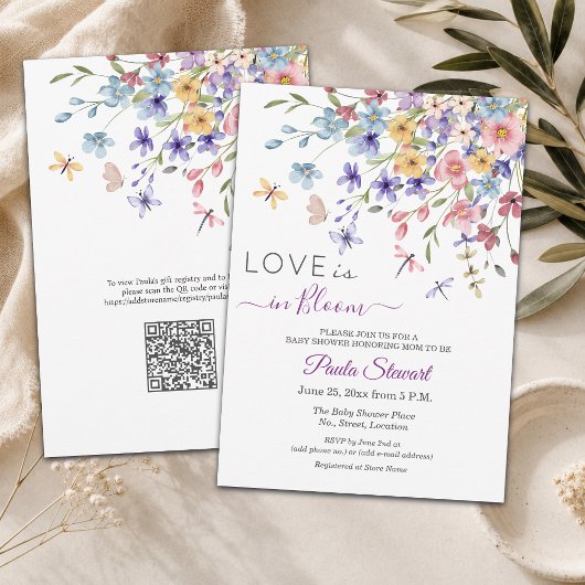 Love is in Bloom QRコード ベビーシャワー 招待状