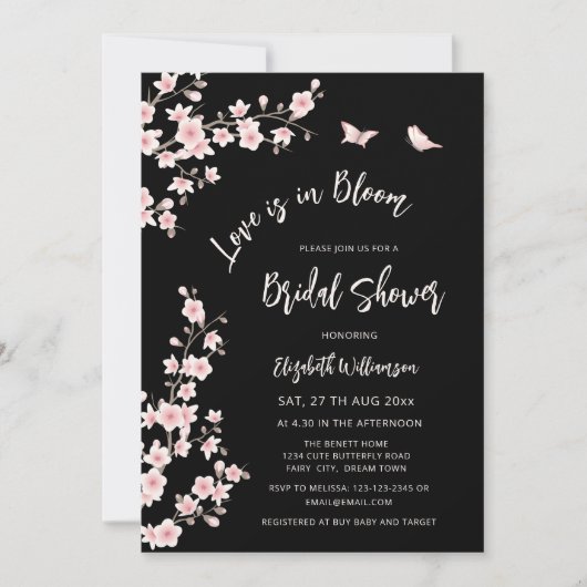 Love Is In Bloom | QR Code Registry Bridal Shower 招待状 (正面)