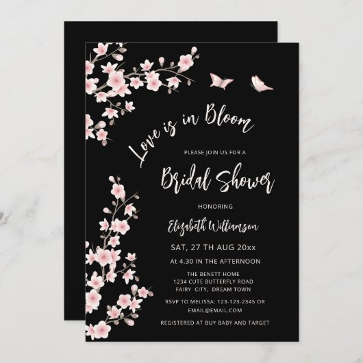 Love Is In Bloom | QR Code Registry Bridal Shower 招待状 (正面/裏面)