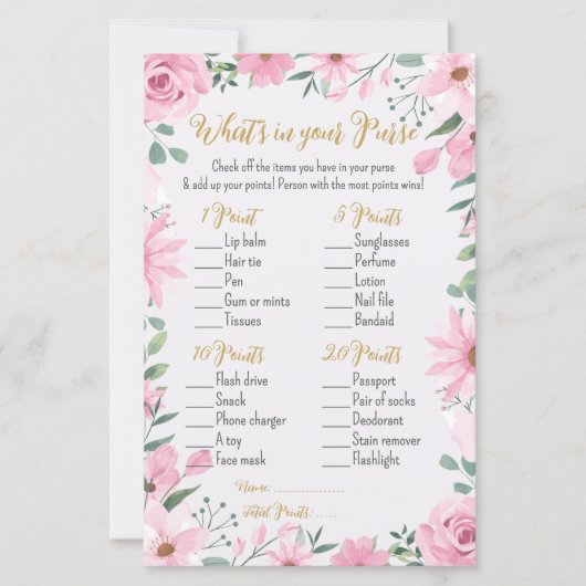 Love is in Bloom Shower What’s in Your Purse Game (正面)