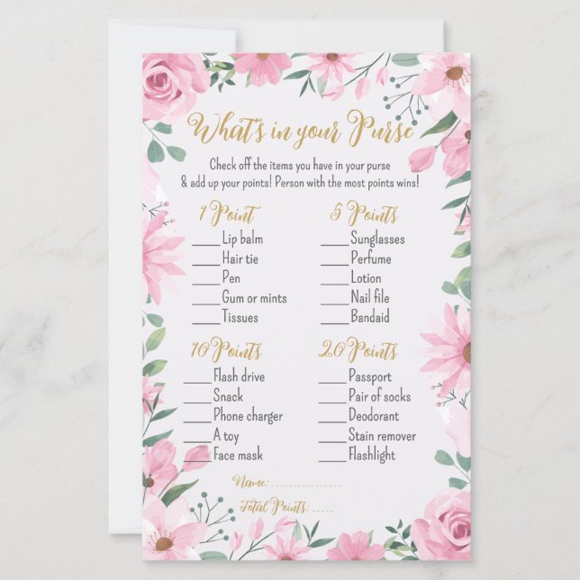 Love is in Bloom Shower What’s in Your Purse Game (正面)