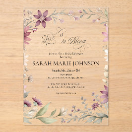 Love is in Bloom Spring Floral Bridal Shower アクリル招待状