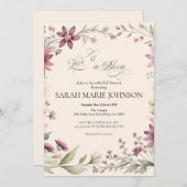 Love is in Bloom Spring Floral Bridal Shower 招待状 (正面/裏面)