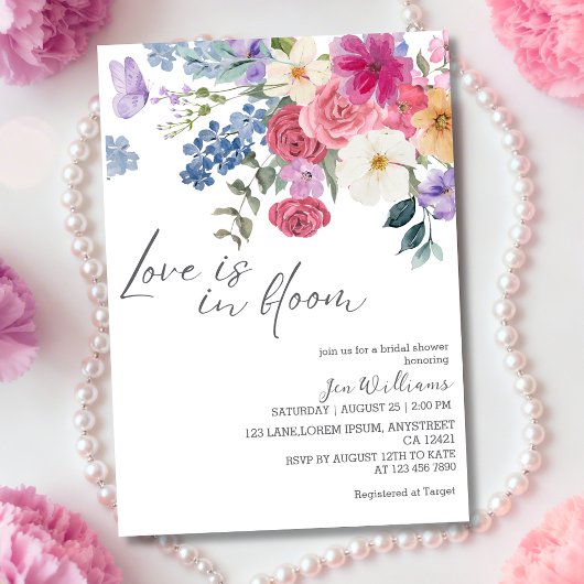 Love is in bloom spring floral bridal shower 招待状