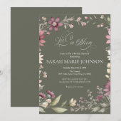 Love is in Bloom Spring Floral Bridal Shower 招待状 (正面/裏面)