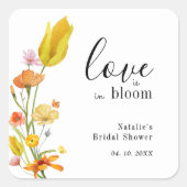 Love is in Bloom Spring Wildflower Bridal Shower スクエアシール (正面)