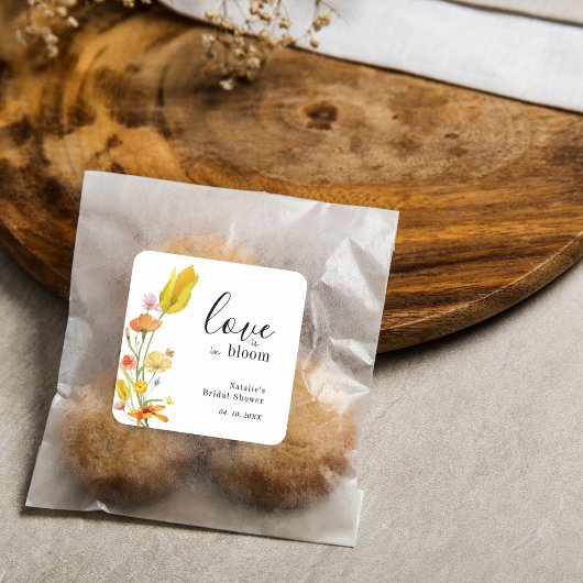 Love is in Bloom Spring Wildflower Bridal Shower スクエアシール