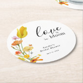 Love is in Bloom Spring Wildflower Bridal Shower ラウンドペーパーコースター (アングル)