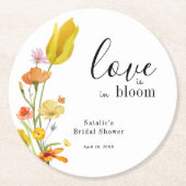 Love is in Bloom Spring Wildflower Bridal Shower ラウンドペーパーコースター (正面)