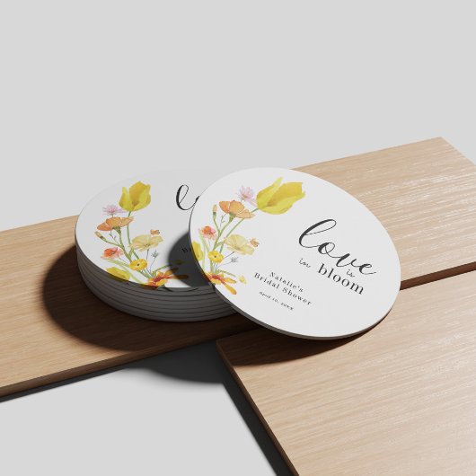 Love is in Bloom Spring Wildflower Bridal Shower ラウンドペーパーコースター